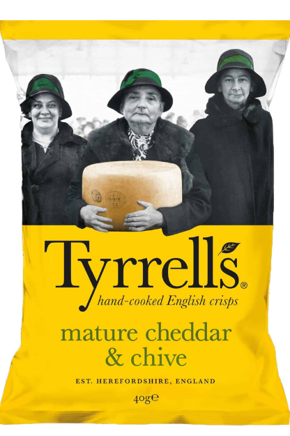 Tyrrell’s kartulikrõpsud küpse cheddari juustu ja murulauguga